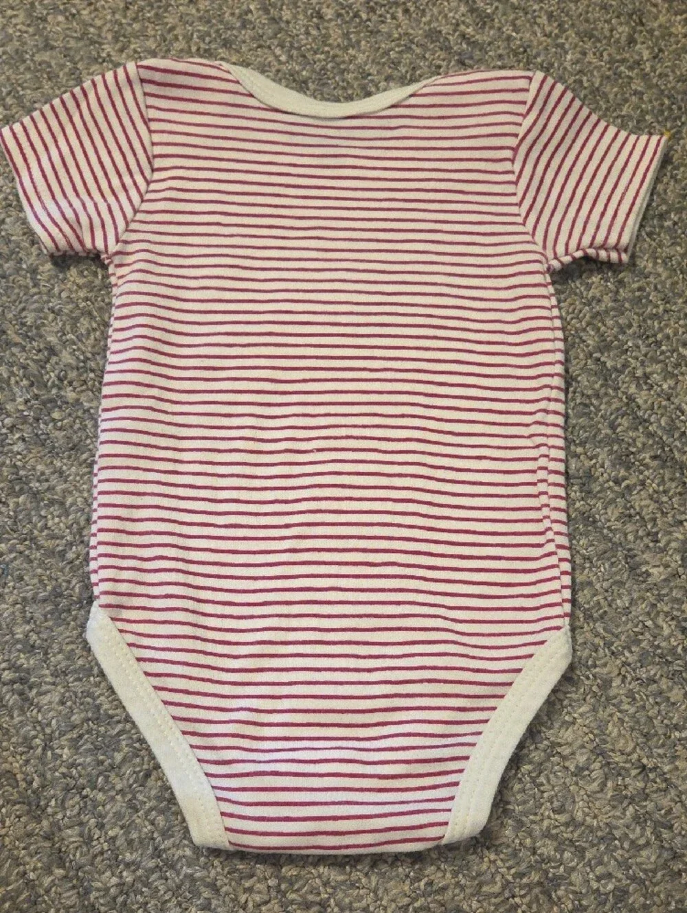 Mon Cheri White and Red Striped Short Sleeve Bodysuit